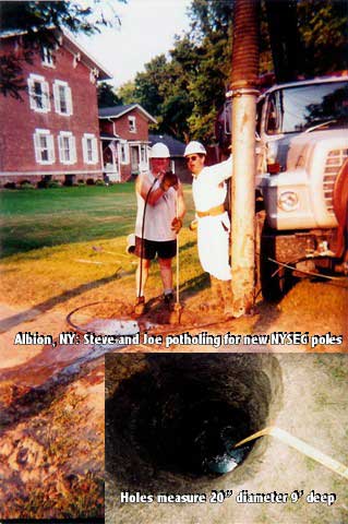 Albion NY Steve and Joe potholing for new NYSEG poles