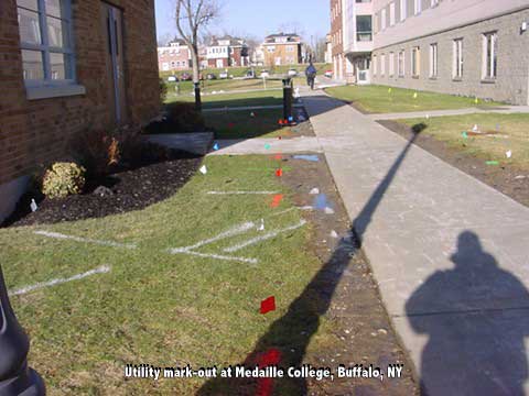 Utility mark out at Medaille College, Buffalo NY utility locator