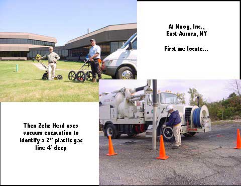 Moog east aurora utility locating, 2in plastic gas line found 4ft deep